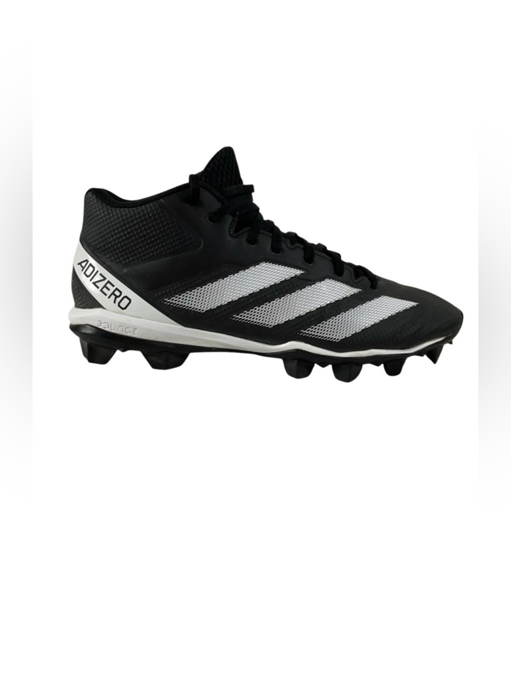 Adidas Adizero Bounce Football Cleats Men’s 11 Black White Mid Top Turf Shoes